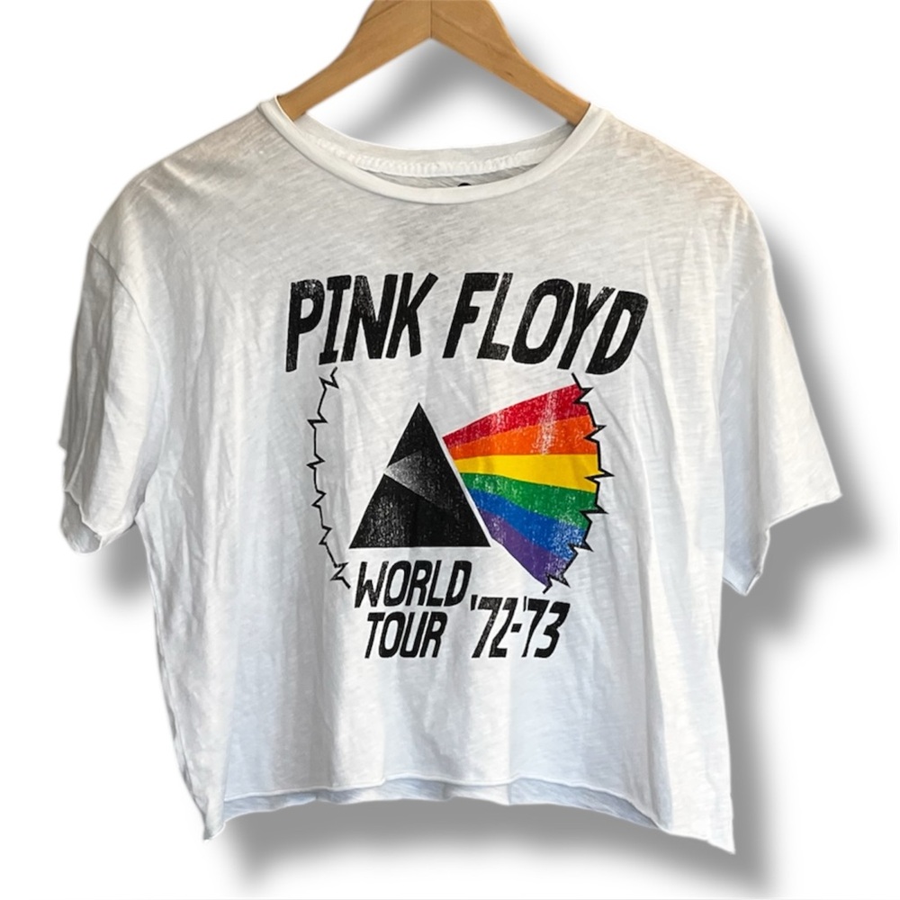 Original Retro Brand Pink Floyd White Crop Top Women's Medium